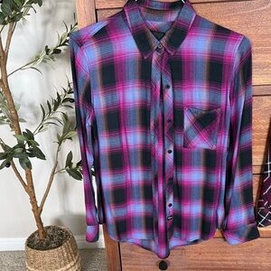 Rails Multicolor Plaid Flannel Button-Down Shirt - Size S